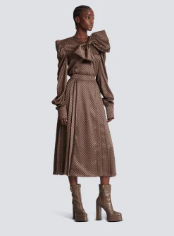 Mini Monogram Pleated Midi Skirt-Balmain Hot