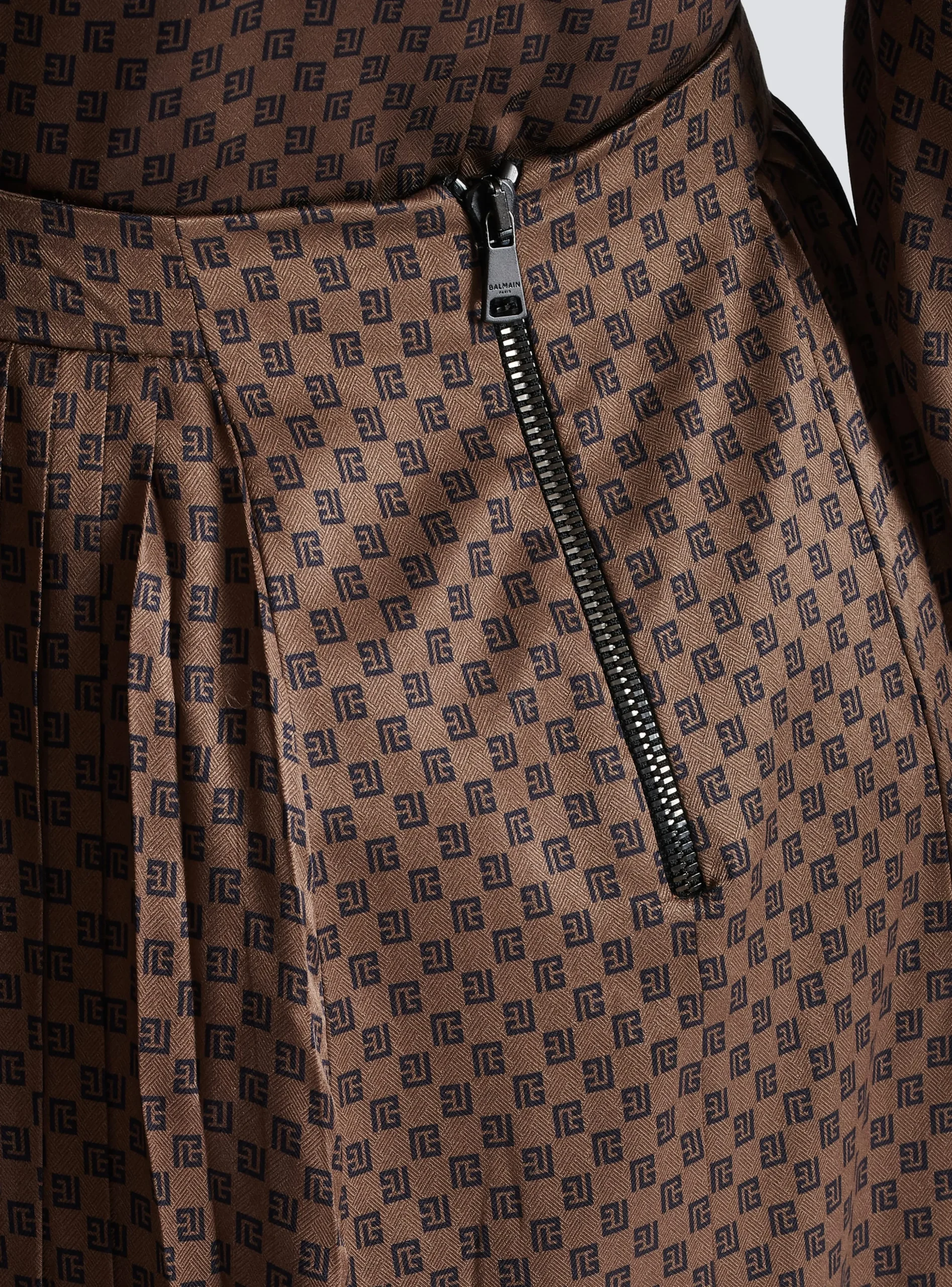 Mini Monogram Pleated Midi Skirt-Balmain Hot