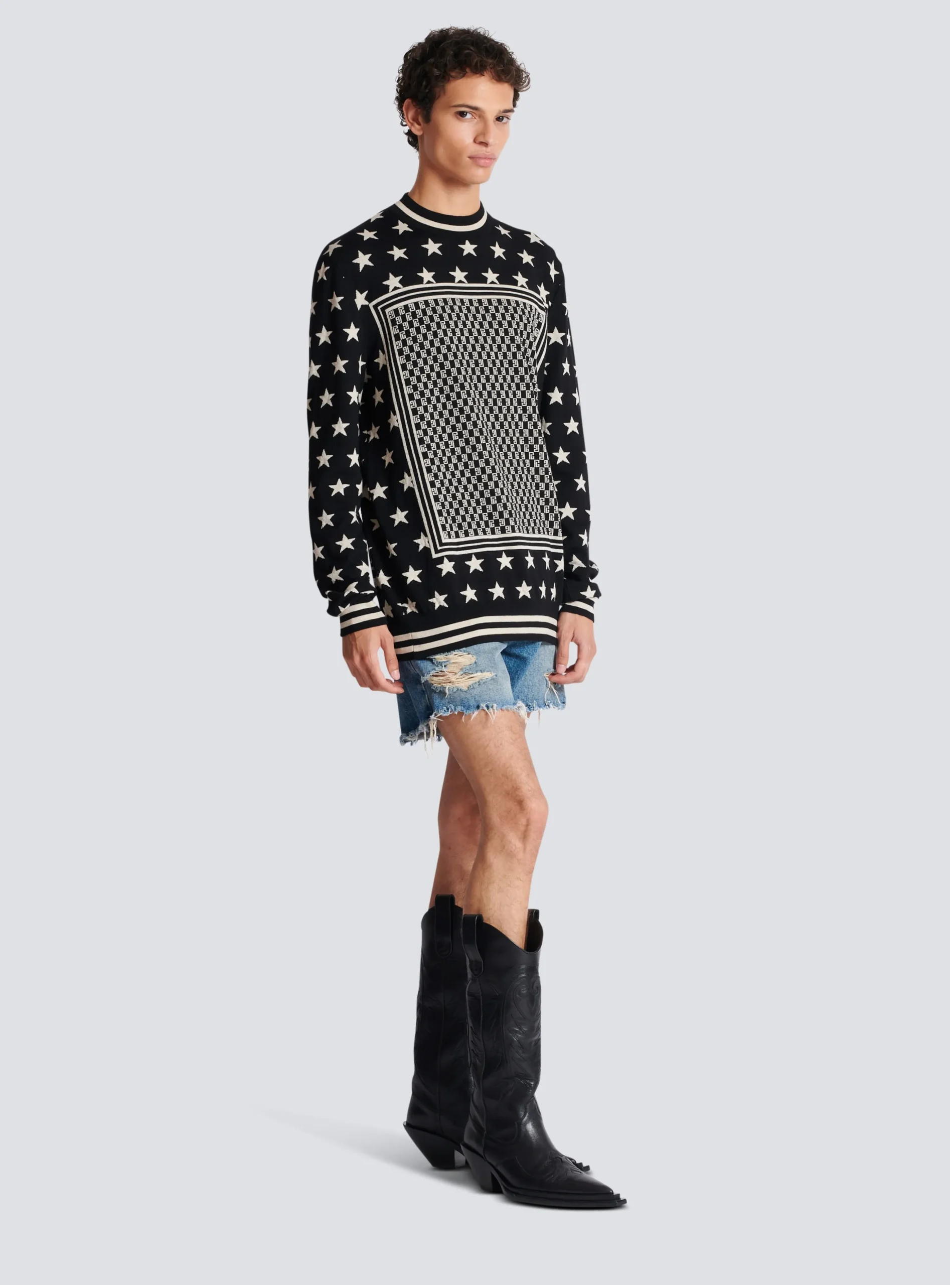 Mini Monogram Stars Jumper-Balmain Store