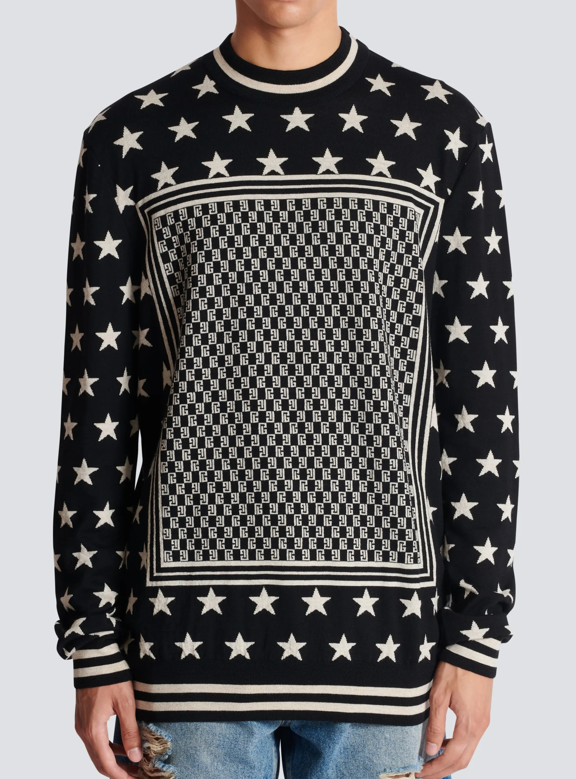 Mini Monogram Stars Jumper-Balmain Store
