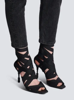Moneta Leather And Elastic  sandals With Logo-Balmain Cheap