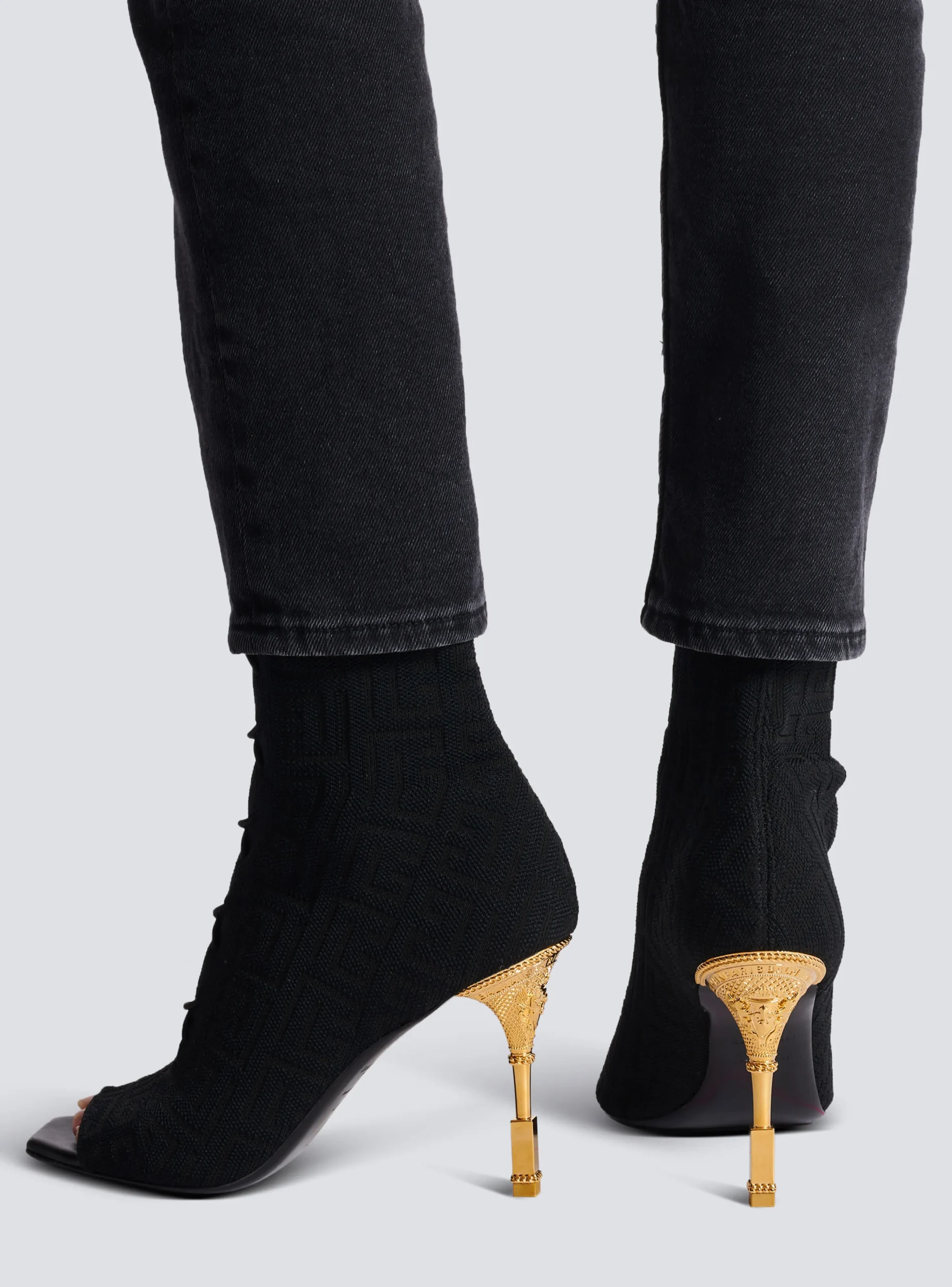 Moneta Monogram Knit Ankle Boots-Balmain Best Sale