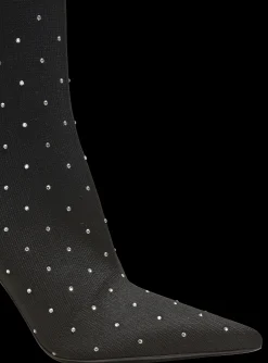 Moneta Rhinestoned Knit Ankle Boots-Balmain Discount