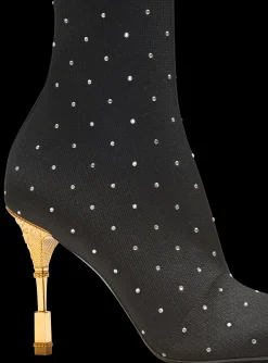 Moneta Rhinestoned Knit Ankle Boots-Balmain Discount