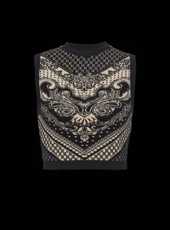 Monogram And Paisley Knit Tank Top-Balmain Outlet