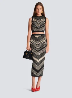 Monogram And Paisley Knit Tank Top-Balmain Outlet