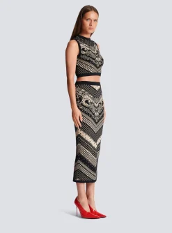 Monogram And Paisley Knit Tank Top-Balmain Outlet