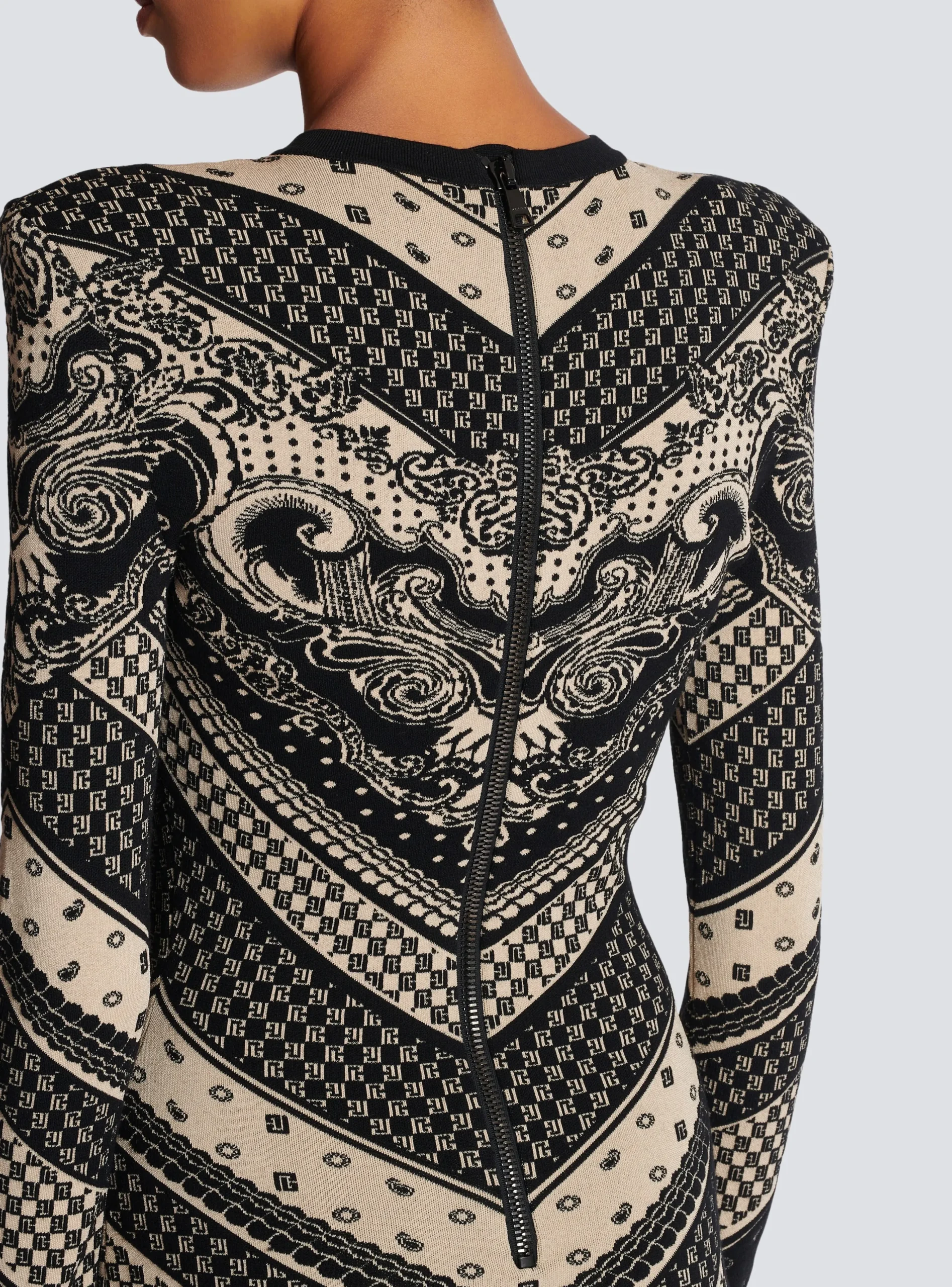 Monogram And Paisley Knit Short Dress-Balmain Cheap
