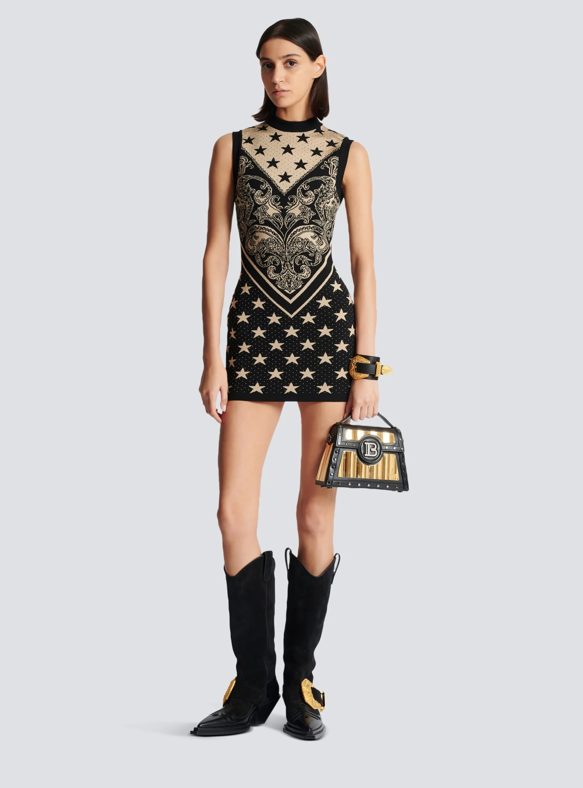 Monogram And Star Knit Short Dress-Balmain New