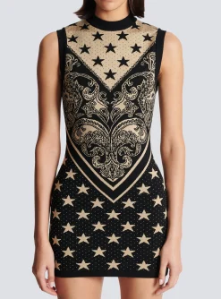 Monogram And Star Knit Short Dress-Balmain New