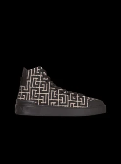 Monogram Jacquard B-Court High-top Sneakers-Balmain Flash Sale