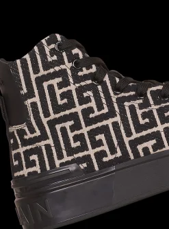 Monogram Jacquard B-Court High-top Sneakers-Balmain Flash Sale