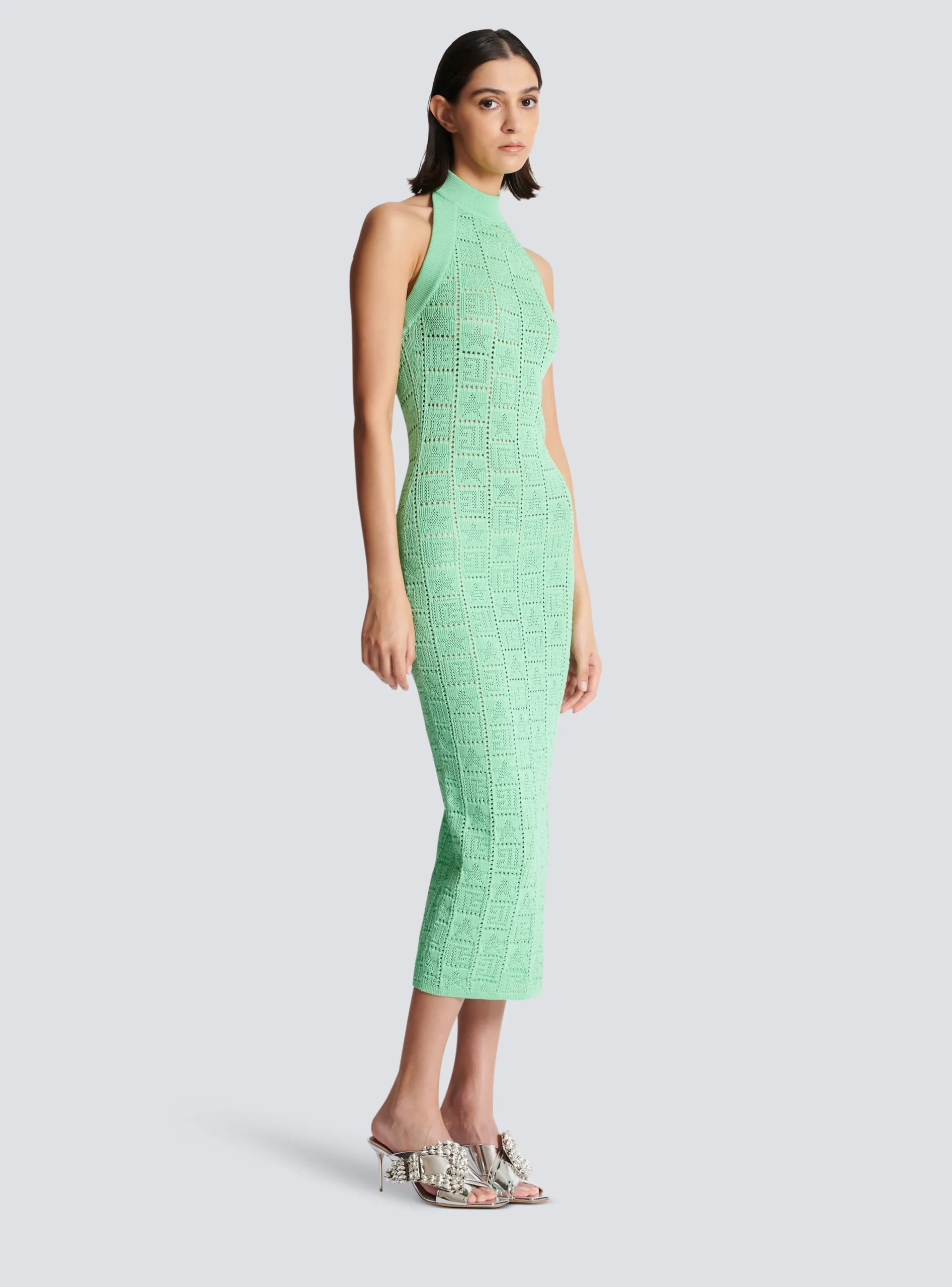 Monogram Knit Backless Dress-Balmain Discount