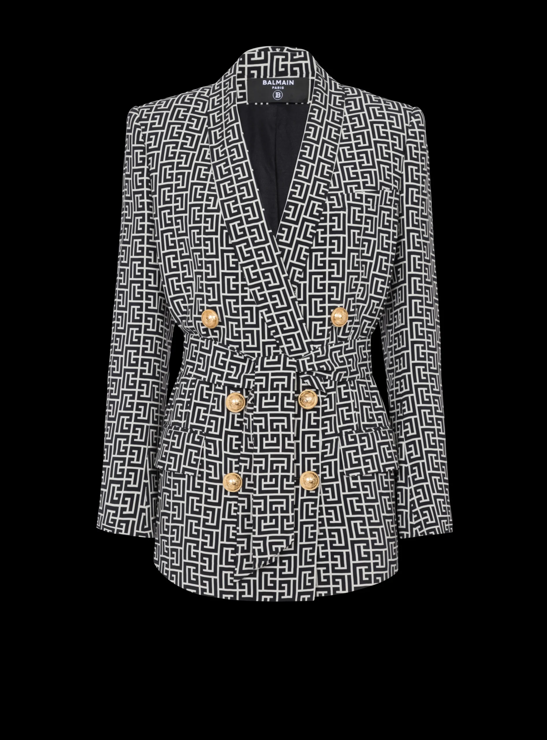 Monogram Printed Jacket With Shawl Collar-Balmain Store