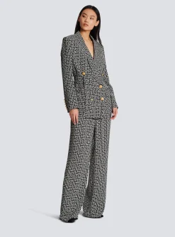 Monogram Printed Jacket With Shawl Collar-Balmain Store