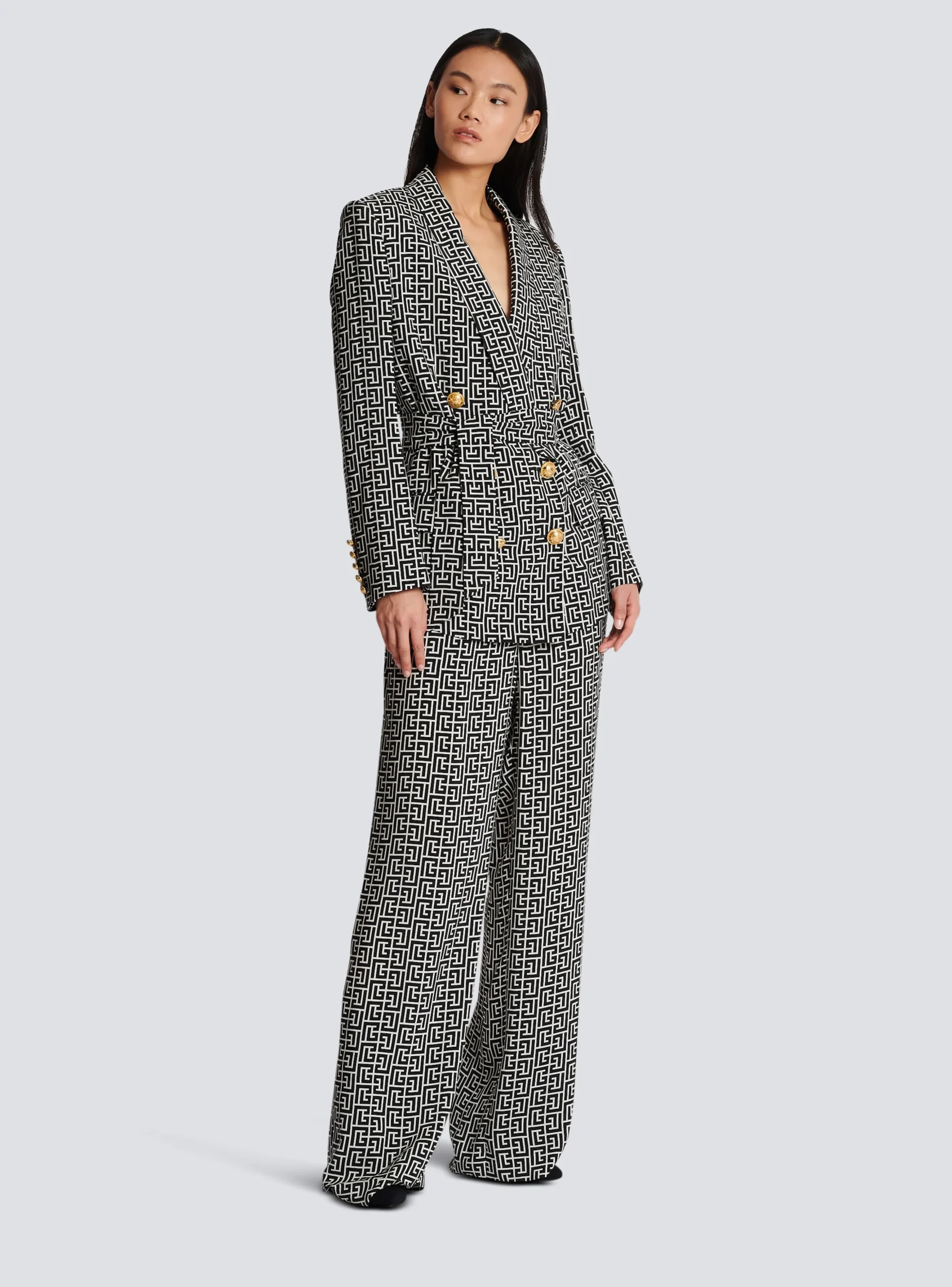 Monogram Printed Jacket With Shawl Collar-Balmain Store