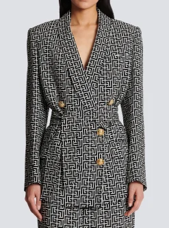 Monogram Printed Jacket With Shawl Collar-Balmain Store
