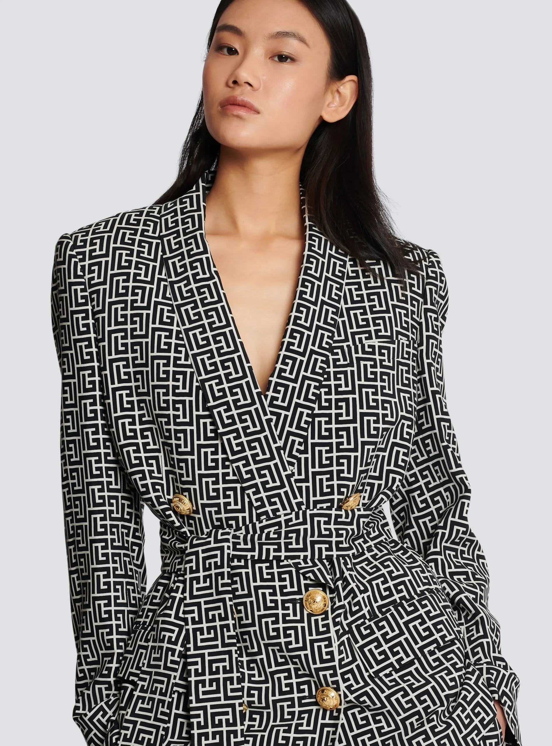 Monogram Printed Jacket With Shawl Collar-Balmain Store