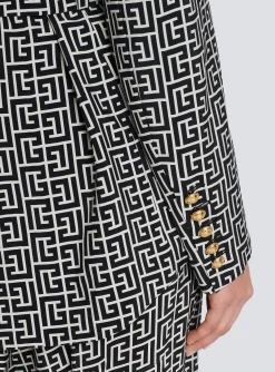 Monogram Printed Jacket With Shawl Collar-Balmain Store
