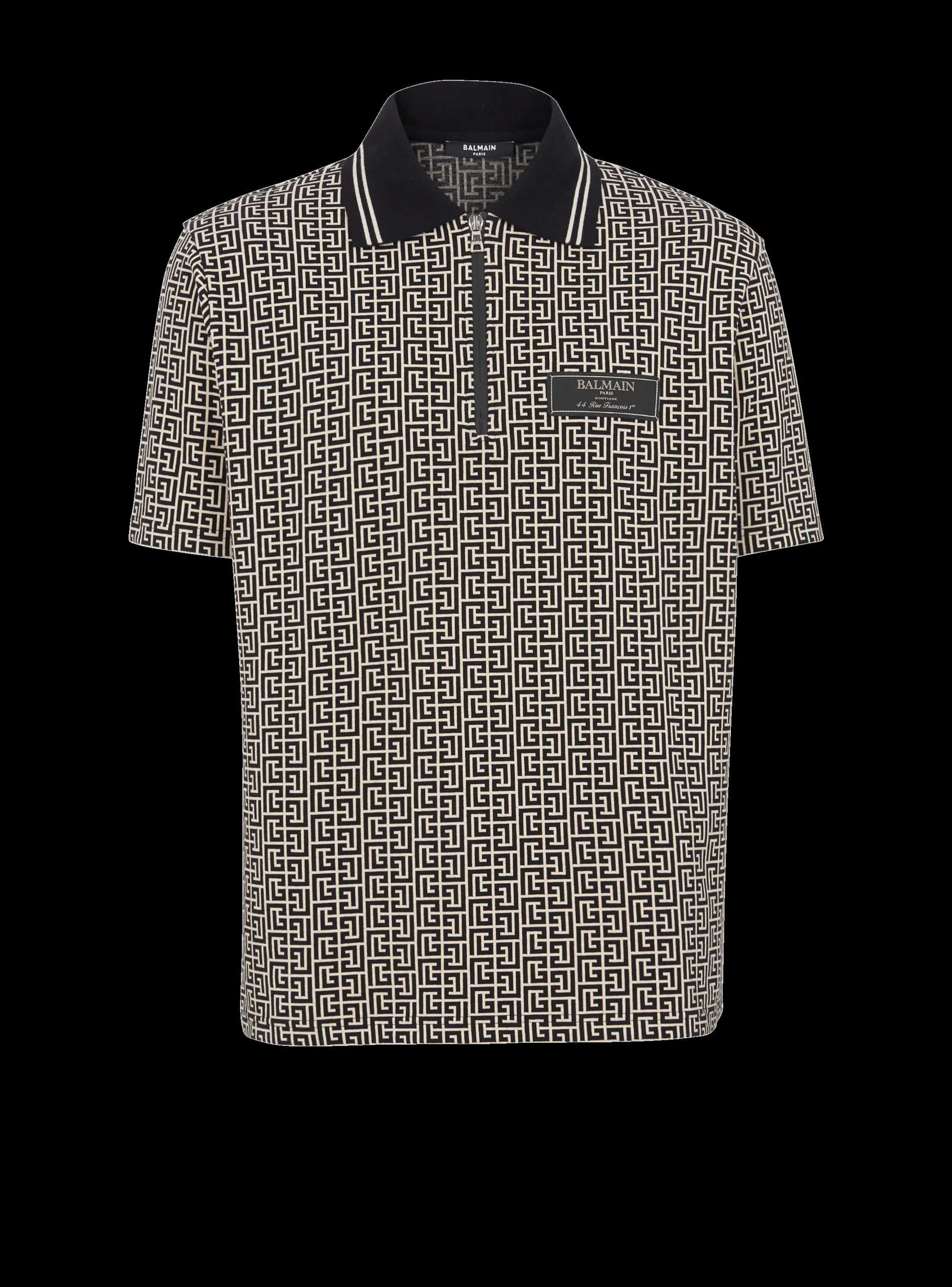 Monogram Zip Polo Shirt-Balmain Cheap