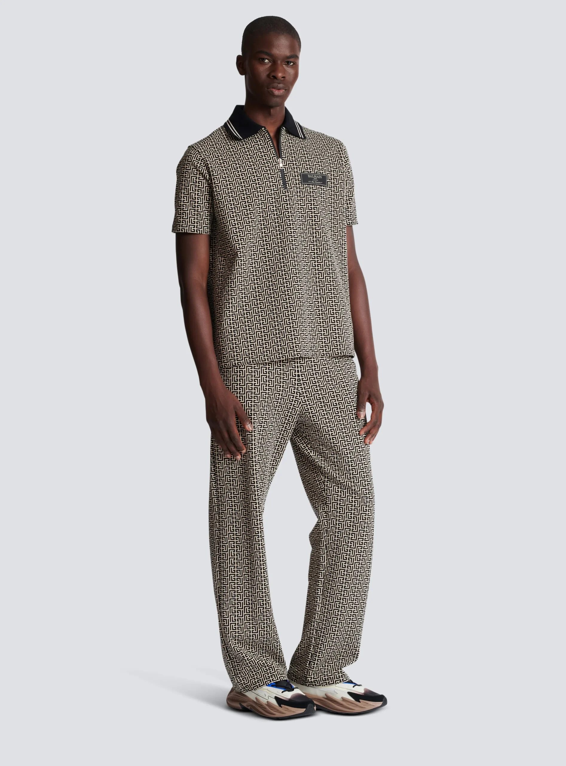 Monogram Zip Polo Shirt-Balmain Cheap