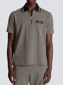 Monogram Zip Polo Shirt-Balmain Cheap