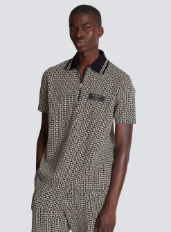 Monogram Zip Polo Shirt-Balmain Cheap