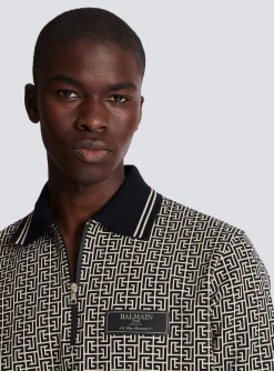 Monogram Zip Polo Shirt-Balmain Cheap