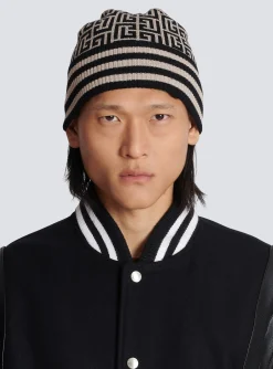 Monogrammed Embroidered Wool Hat-Balmain Flash Sale