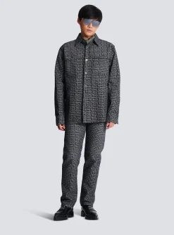 Monogrammed Jacquard Denim Shirt&nbsp;-Balmain Flash Sale