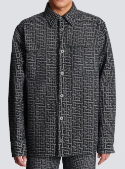 Monogrammed Jacquard Denim Shirt&nbsp;-Balmain Flash Sale
