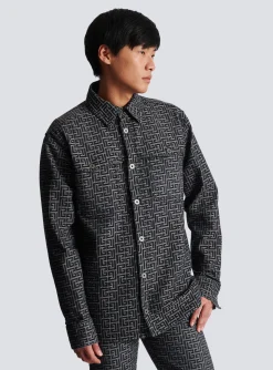 Monogrammed Jacquard Denim Shirt&nbsp;-Balmain Flash Sale