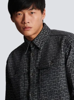 Monogrammed Jacquard Denim Shirt&nbsp;-Balmain Flash Sale