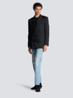 Monogrammed Jacquard Denim Jeans-Balmain Best