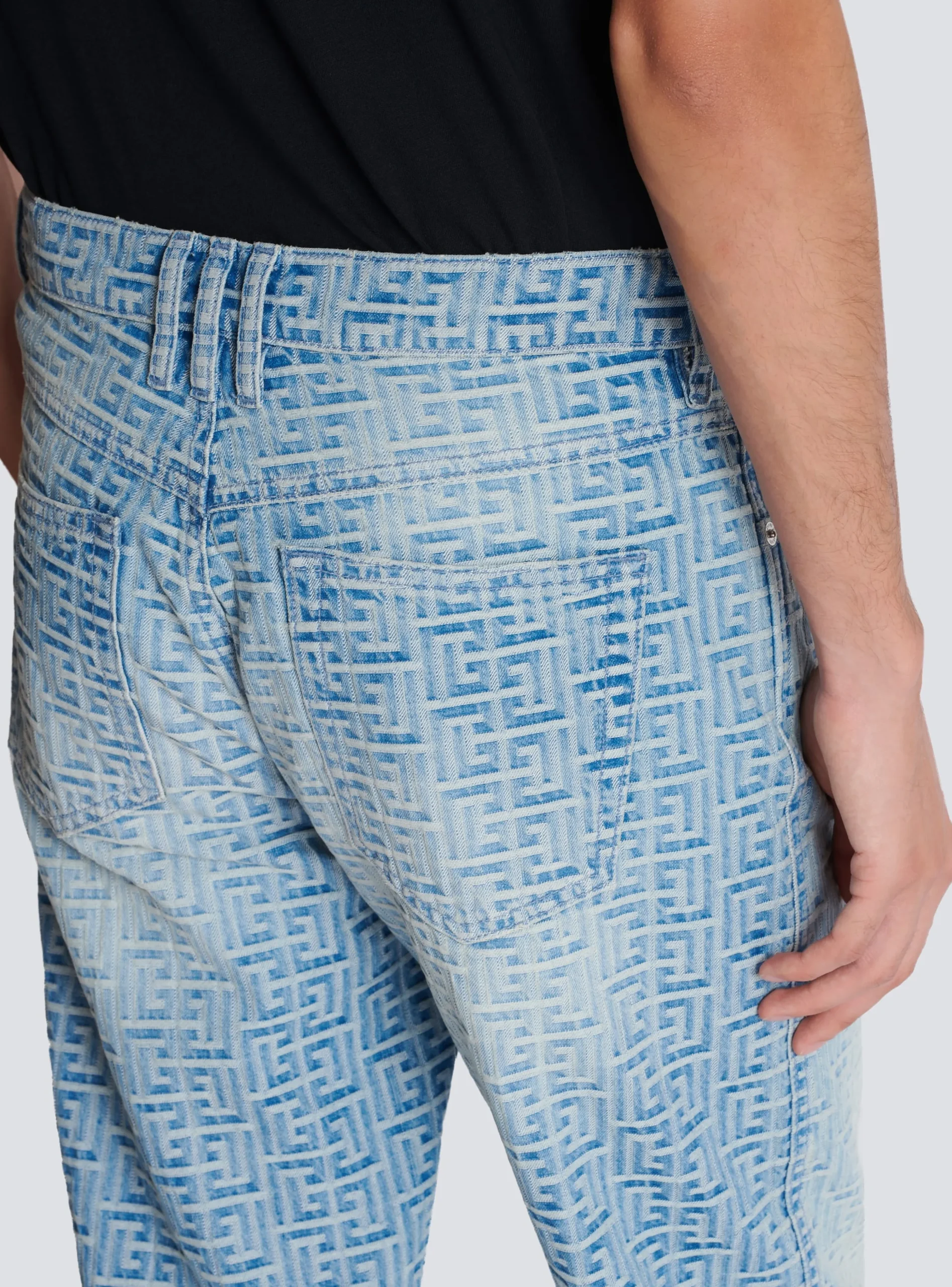 Monogrammed Jacquard Denim Jeans-Balmain Best