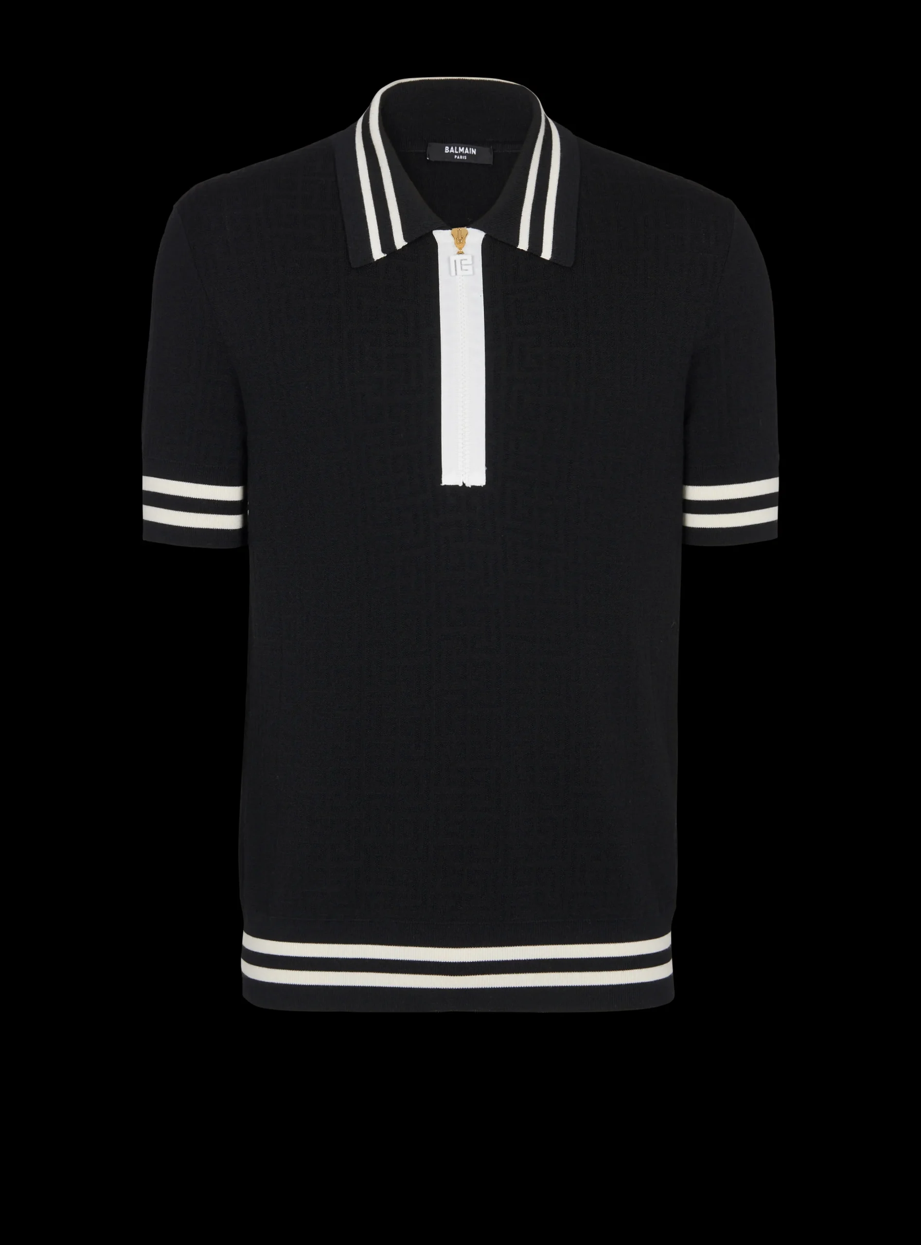 Monogrammed Jacquard Polo Shirt-Balmain Cheap