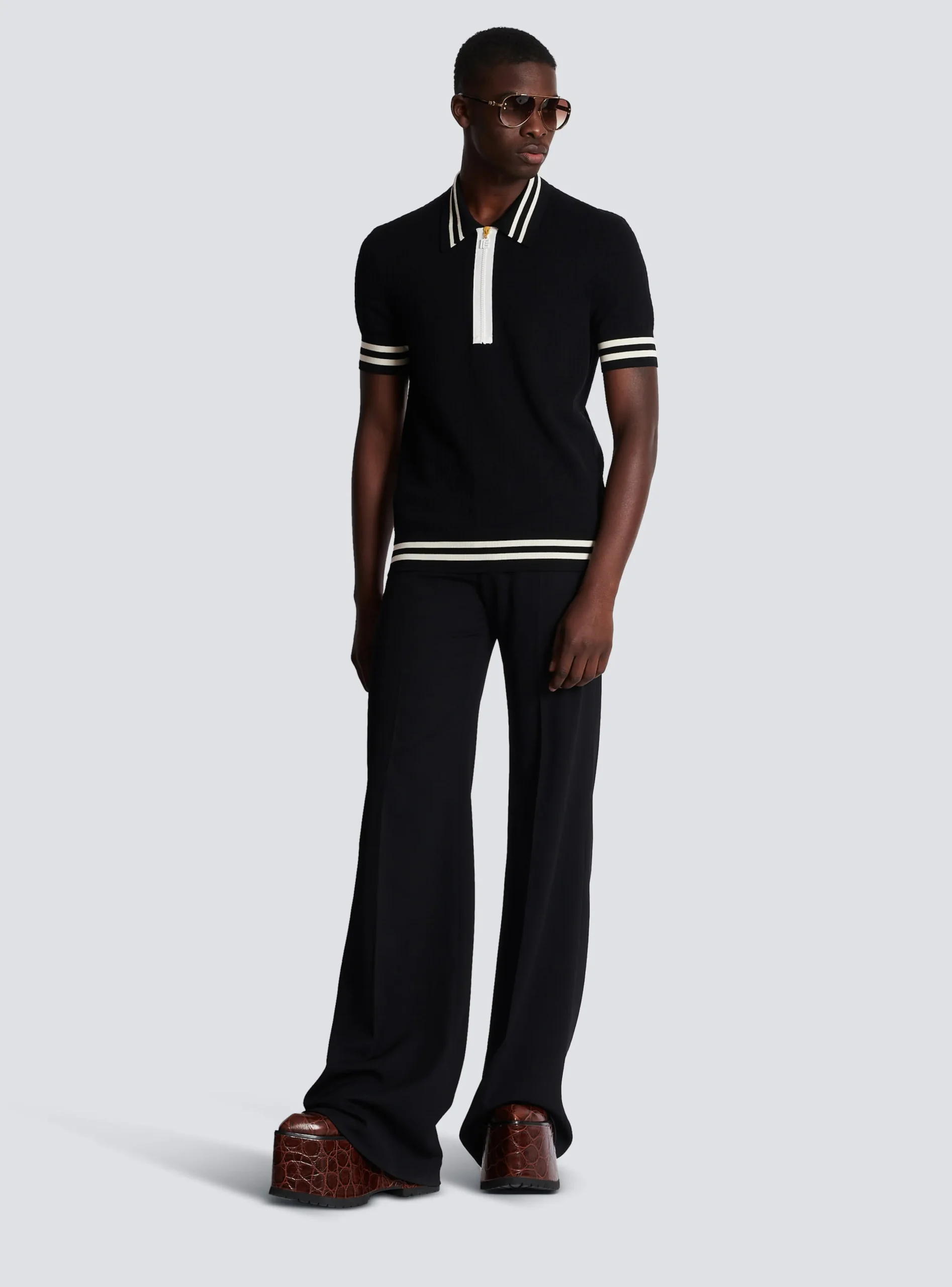 Monogrammed Jacquard Polo Shirt-Balmain Cheap