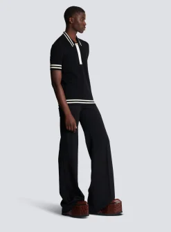 Monogrammed Jacquard Polo Shirt-Balmain Cheap