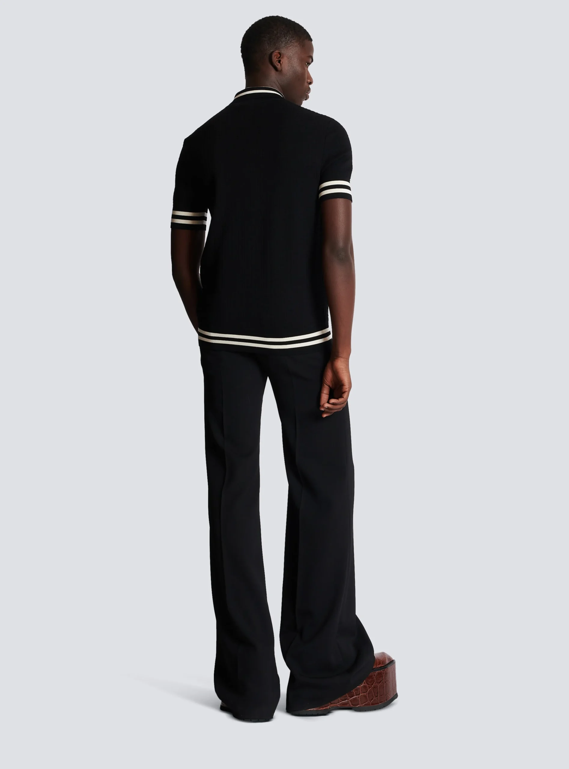 Monogrammed Jacquard Polo Shirt-Balmain Cheap