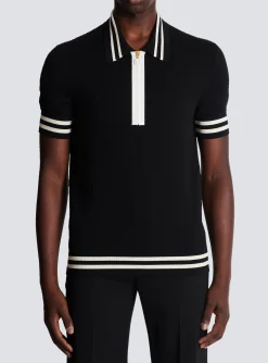 Monogrammed Jacquard Polo Shirt-Balmain Cheap
