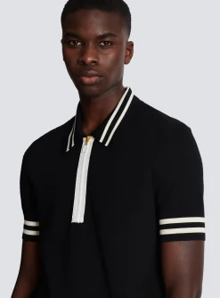 Monogrammed Jacquard Polo Shirt-Balmain Cheap