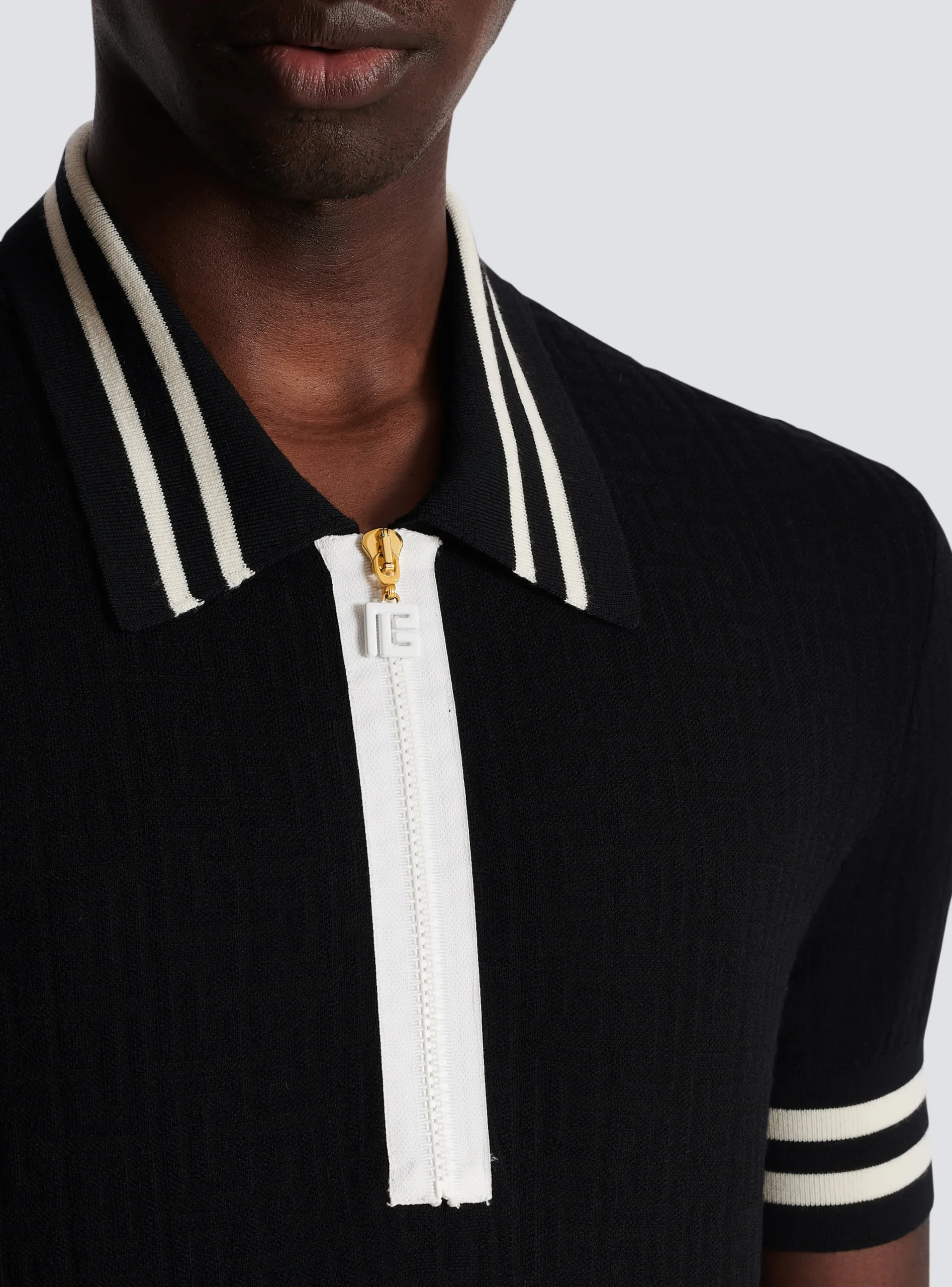 Monogrammed Jacquard Polo Shirt-Balmain Cheap