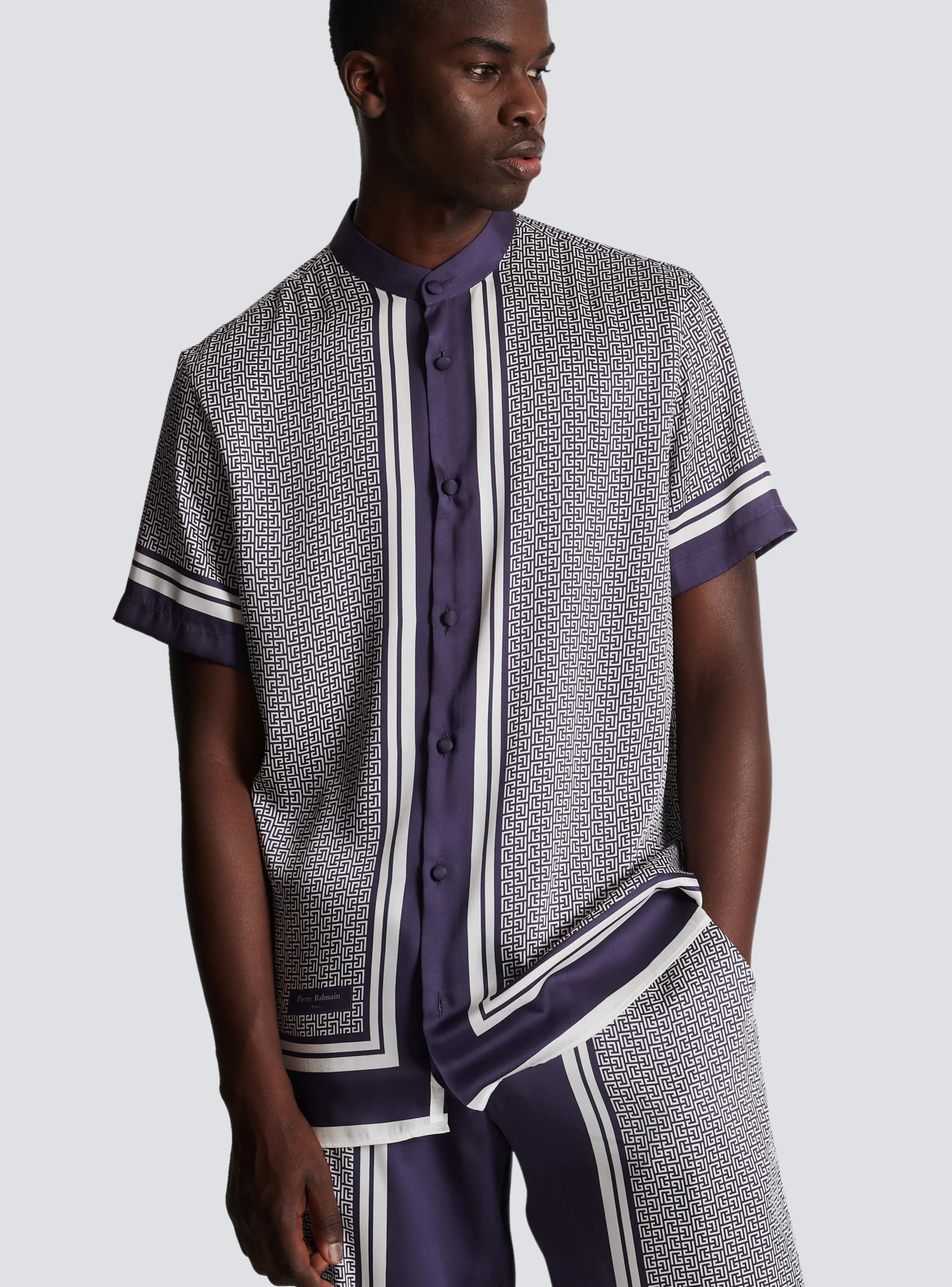 Monogrammed Scarf-print Shirt-Balmain Fashion