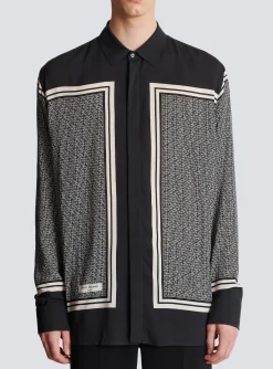 Monogrammed Scarf-print Shirt-Balmain Fashion
