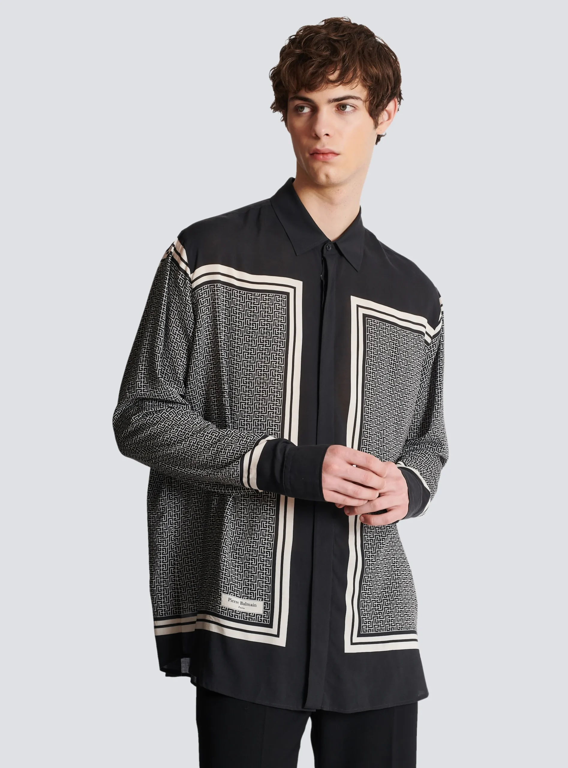 Monogrammed Scarf-print Shirt-Balmain Fashion