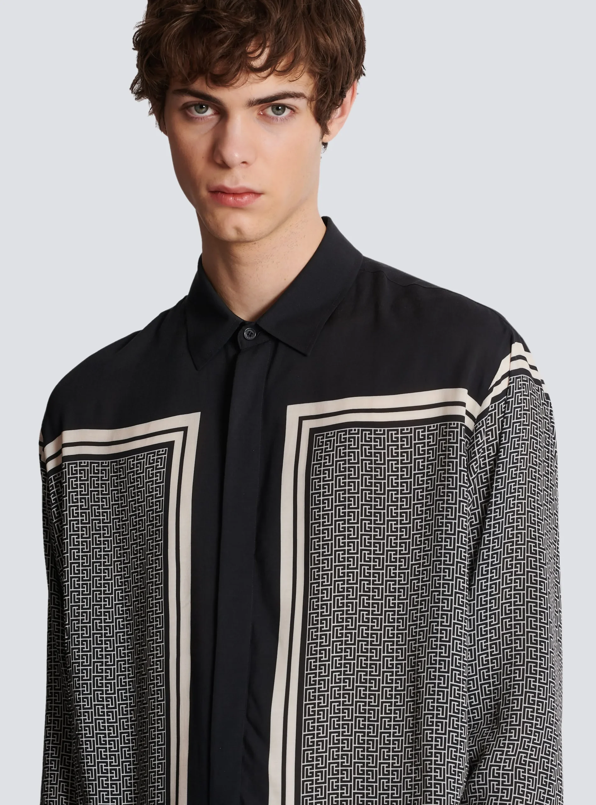 Monogrammed Scarf-print Shirt-Balmain Fashion
