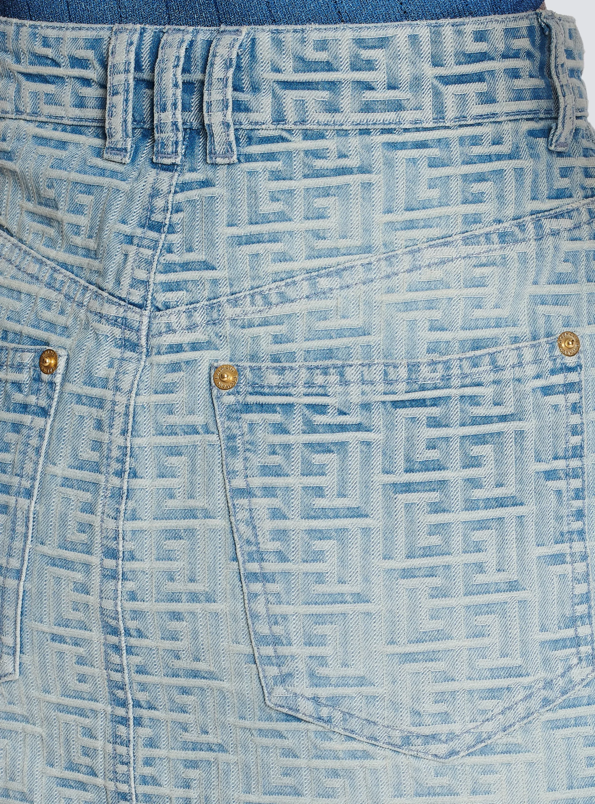 Monogrammed Short Denim Skirt-Balmain Fashion