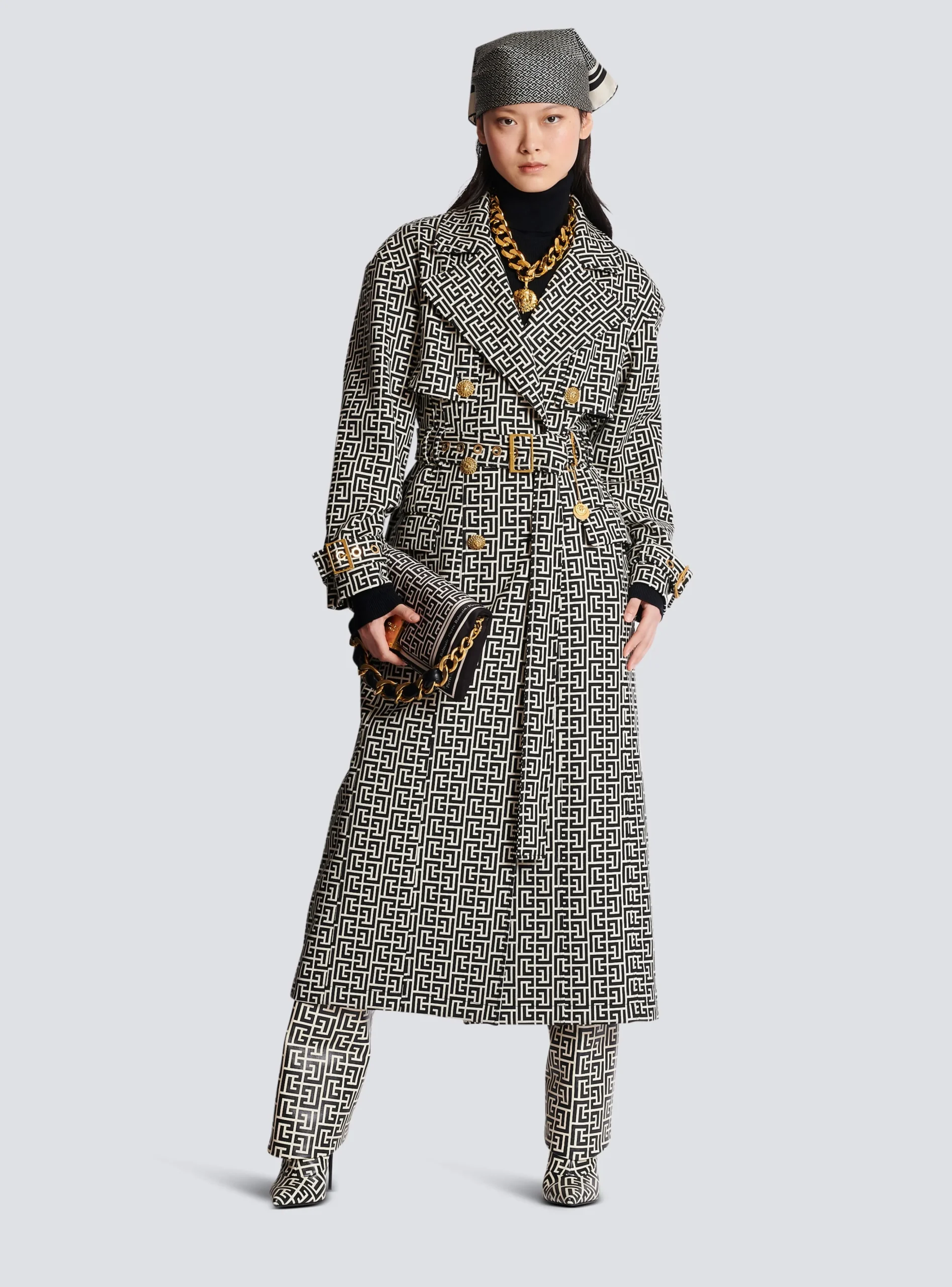 Monogrammed Trench Coat-Balmain Discount