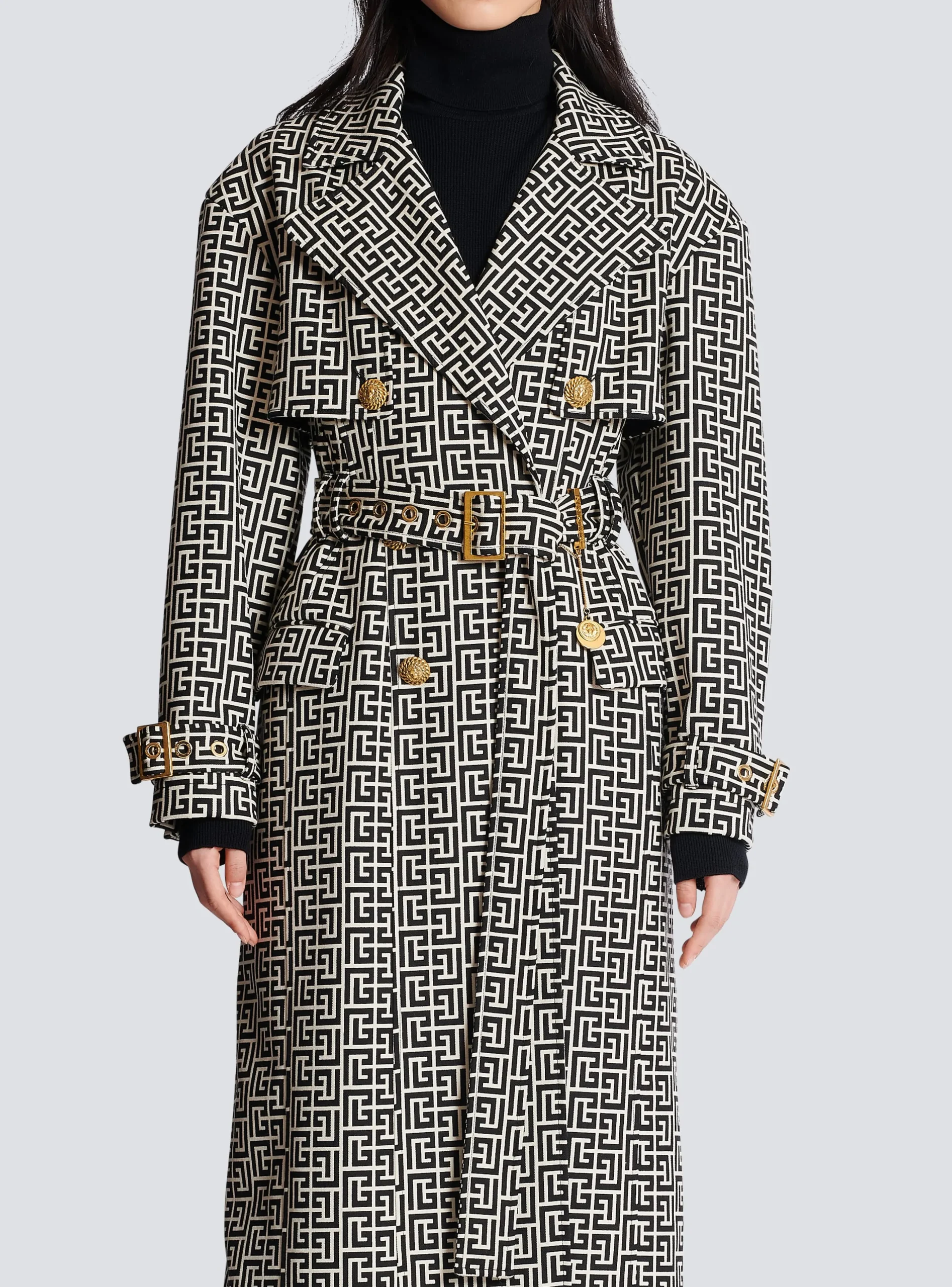 Monogrammed Trench Coat-Balmain Discount