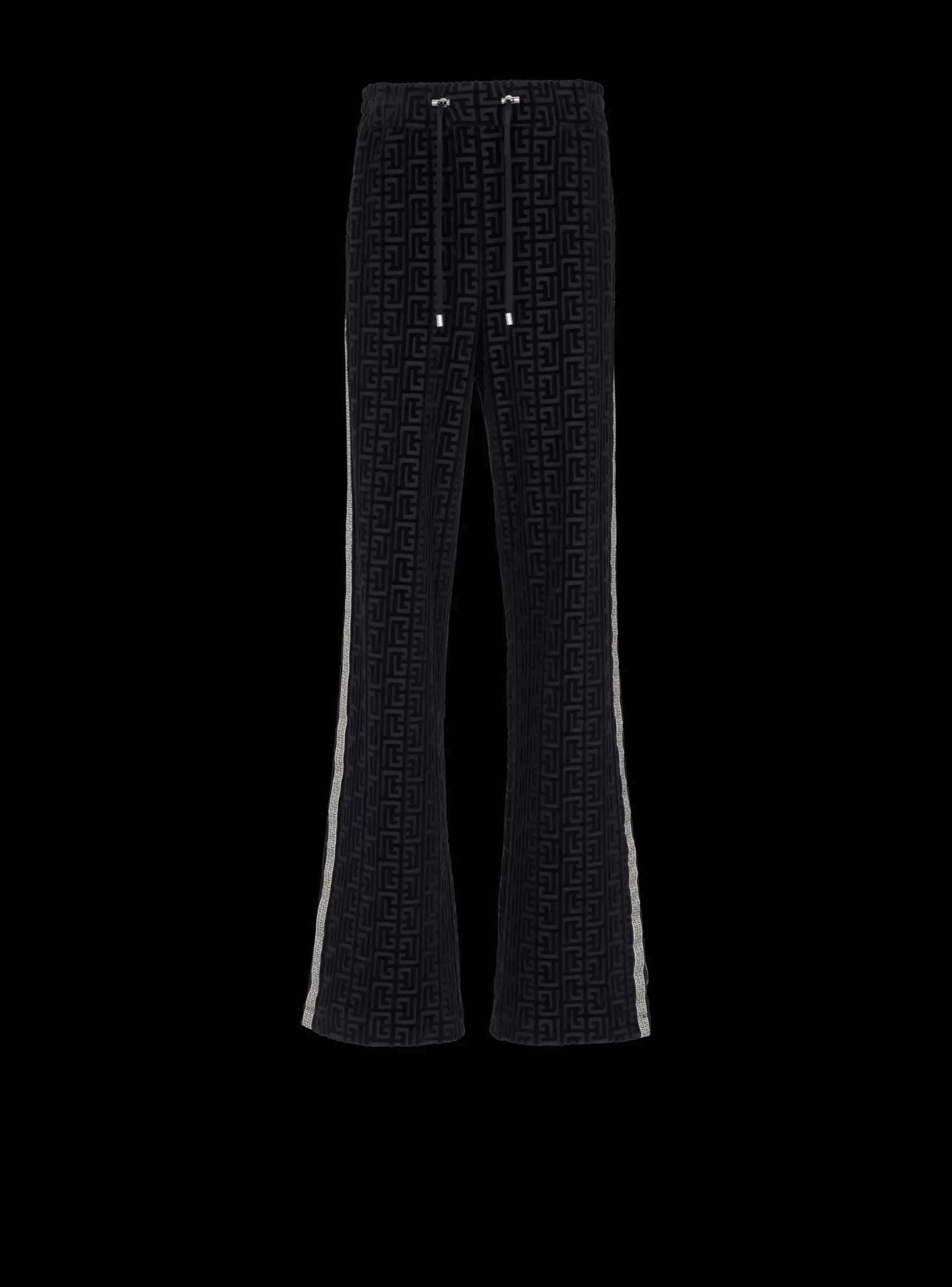 Monogrammed Velvet Joggers-Balmain Store